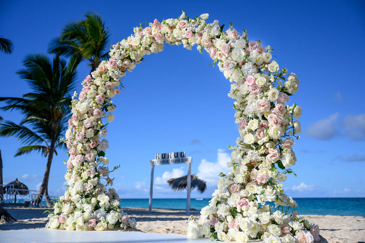 Floral Kukua wedding arch