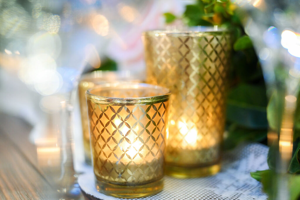 Colorful decorative glassware whit candel