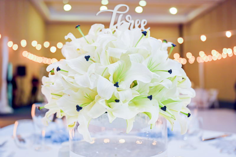 Beautiful white lilies centerpieces