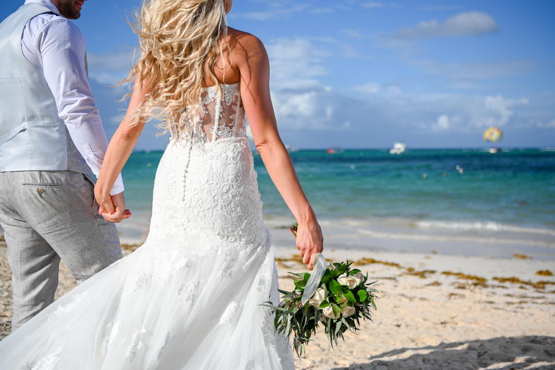 Bride and groom at the beach