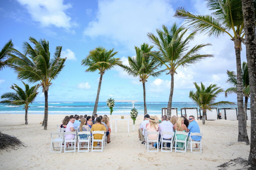 Ceremony at Trumpet Beach HRPC Punta Cana wedding photographer