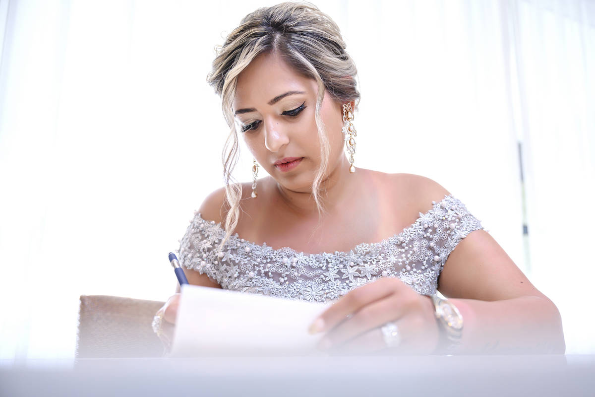 bride writing vows