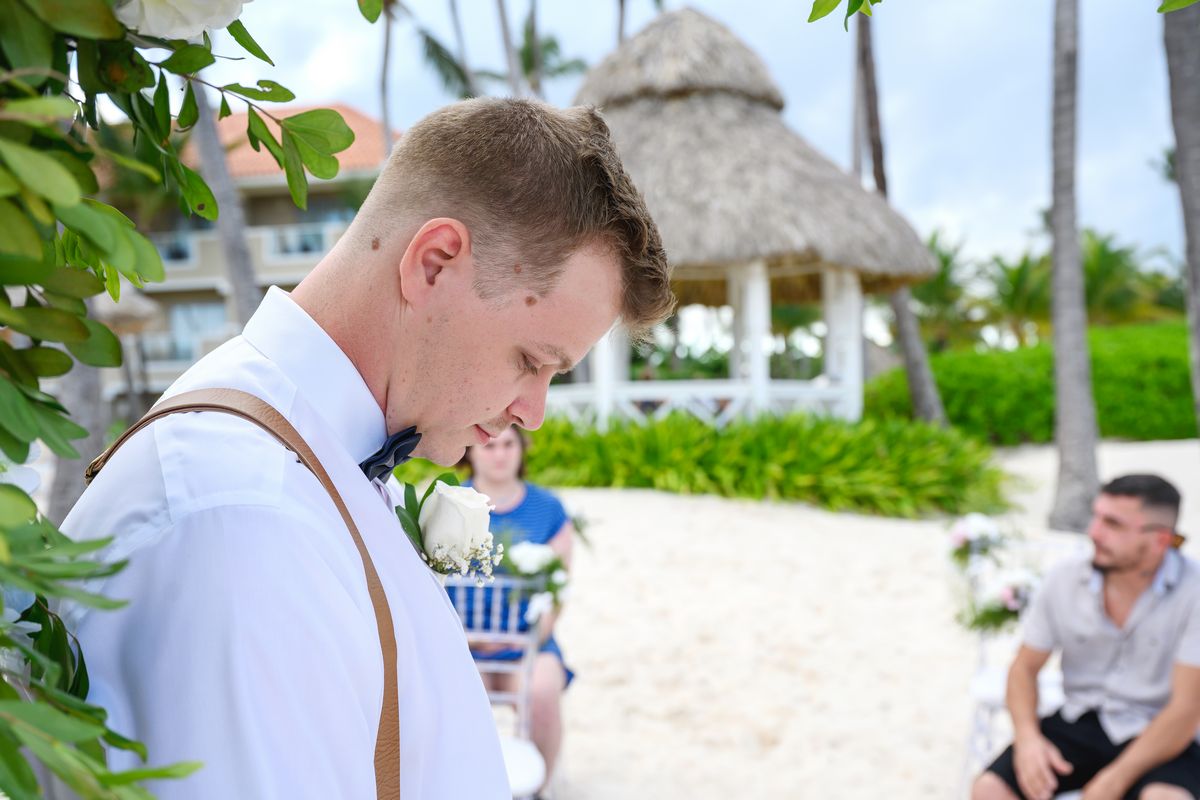 emotional groom at Punta Cana wedding