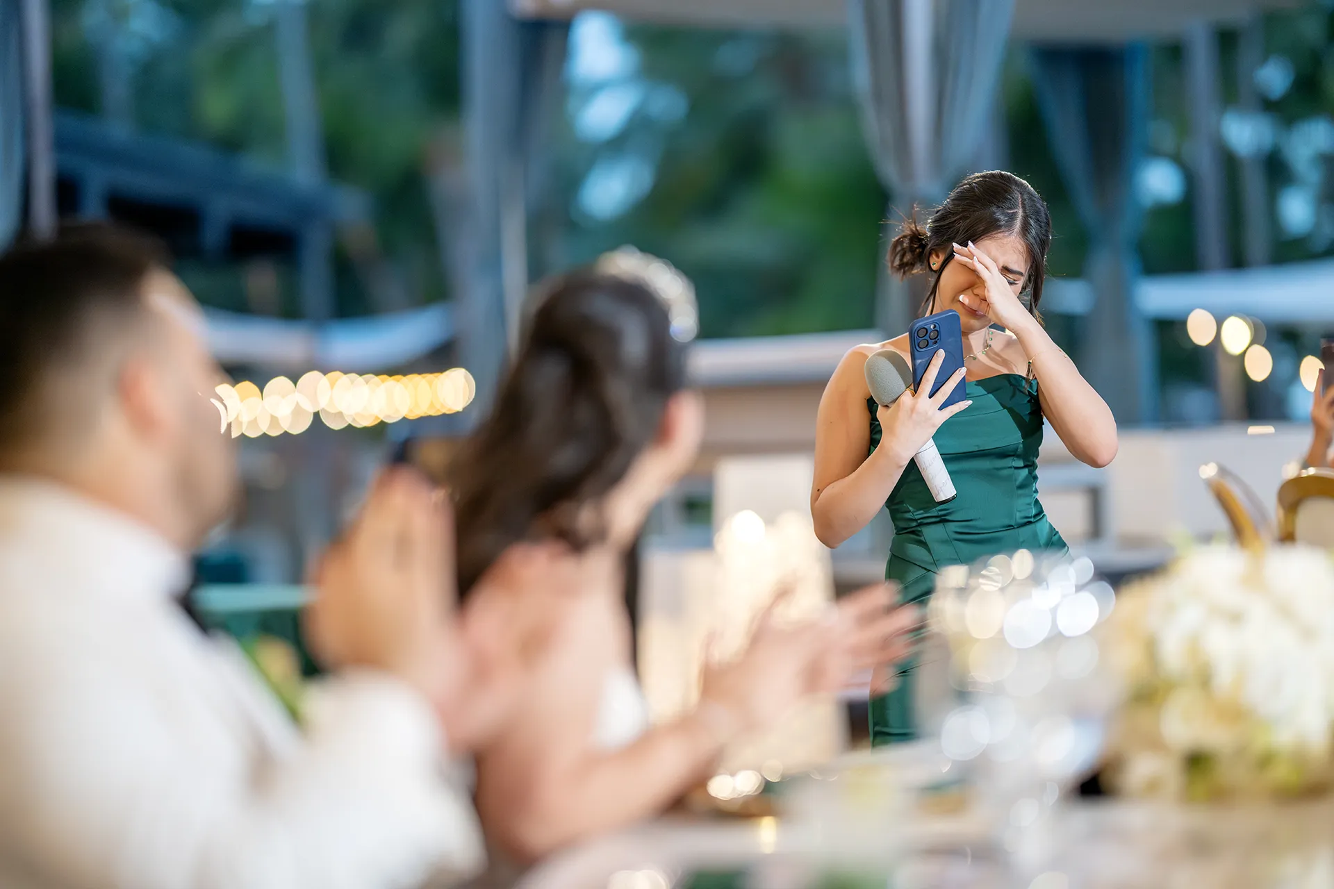 Emotional wedding speech during reception at Pearl Beach Club Punta Cana